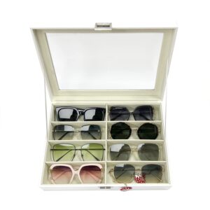 UnionBasic 8-slot Sunglasses Glasses Organizer Collector Storage Case, Croco White