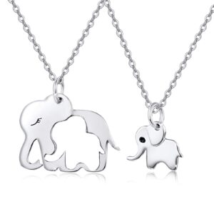 cuoka elephant matching necklace sterling silver elephant mother daughter pendant,elephant matching jewelry for women mom