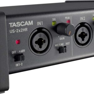 Tascam US-2x2HR 2 Mic 2IN/2OUT High Resolution Versatile USB Audio Interface for Recording, Streaming, Podcasting, Songwriting