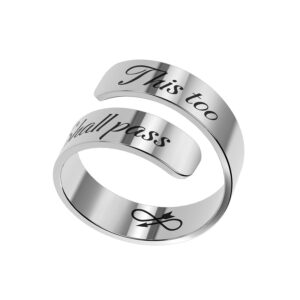 hofoya adjustable inspirational this too shall pass sings stainless steel engraving rings motivational gift birthday valentines gifts for men women teens.