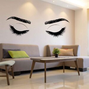 Eyelashes Wall Decal Beautiful Lashes Wall Decor Brows Beauty Salon Studio Eyebrows Wall Sticker Art Posters LC1346 (Black)