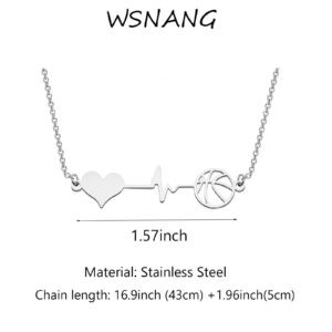 WSNANG Minimalist Hollow Basketball Necklace Basketball Gift for Basketball Lover Sports Lover (Basketball Heart NL)