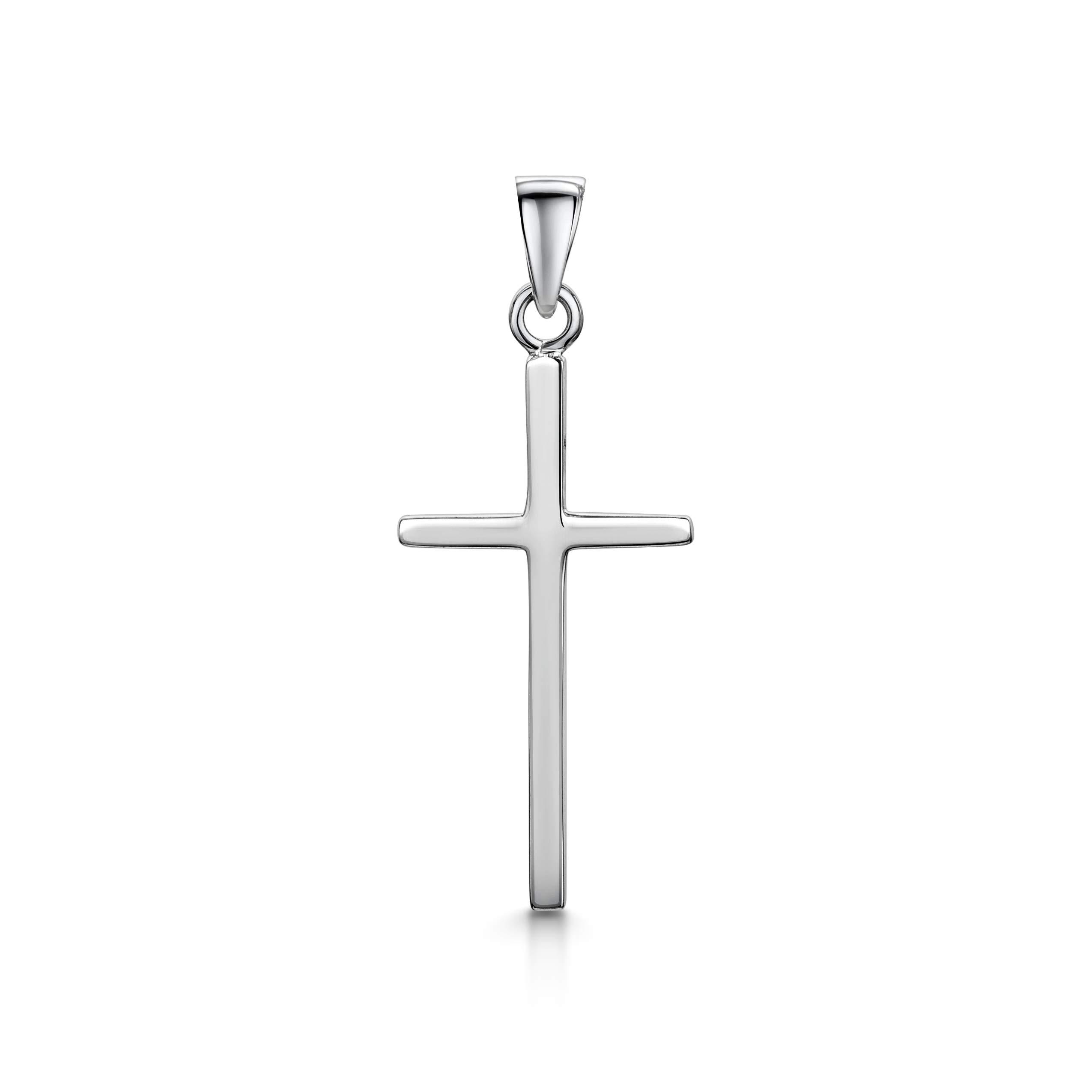 Amberta Unisex 925 Sterling Silver Cross Pendant: Thin Religious Crucifix