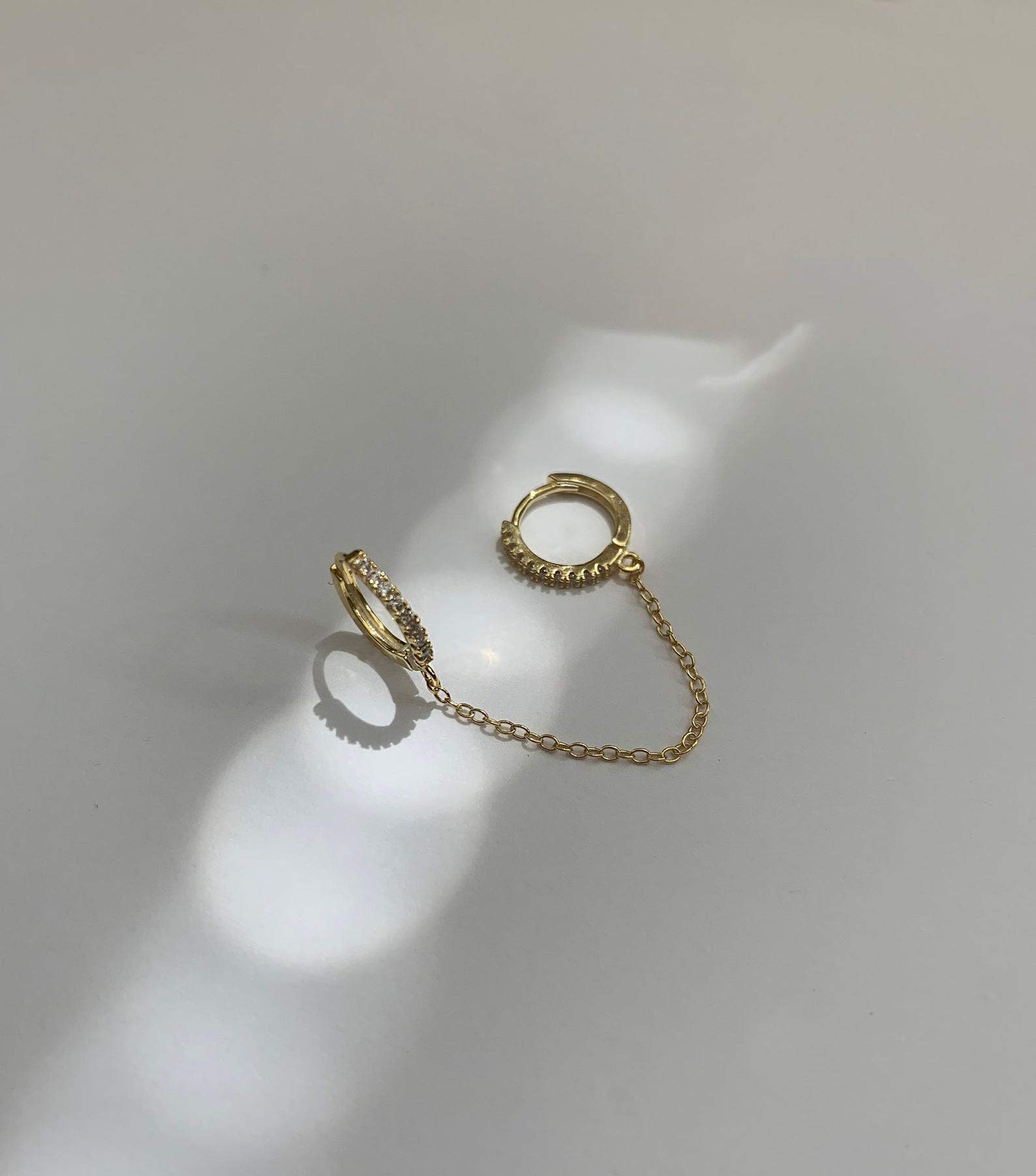 Unique Corn Chain Hoop Earrings, 14K Gold Plated Double Piercing Earrings Dainty Small Huggie Hoop Minimalist Chain Cuff Earrings for Women Jewelry Gift