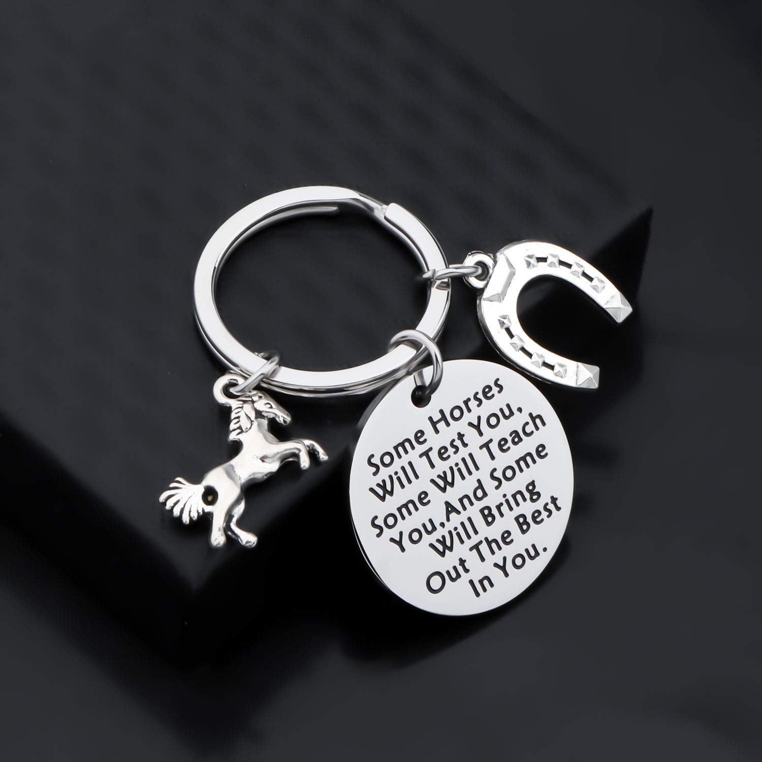 WSNANG Horse Inspirational Gift Some Horses Will Test You Teach You And Will Bring Out The Best In You Keychain Equestrian Gift for Horse Lover (Some Horses KC)