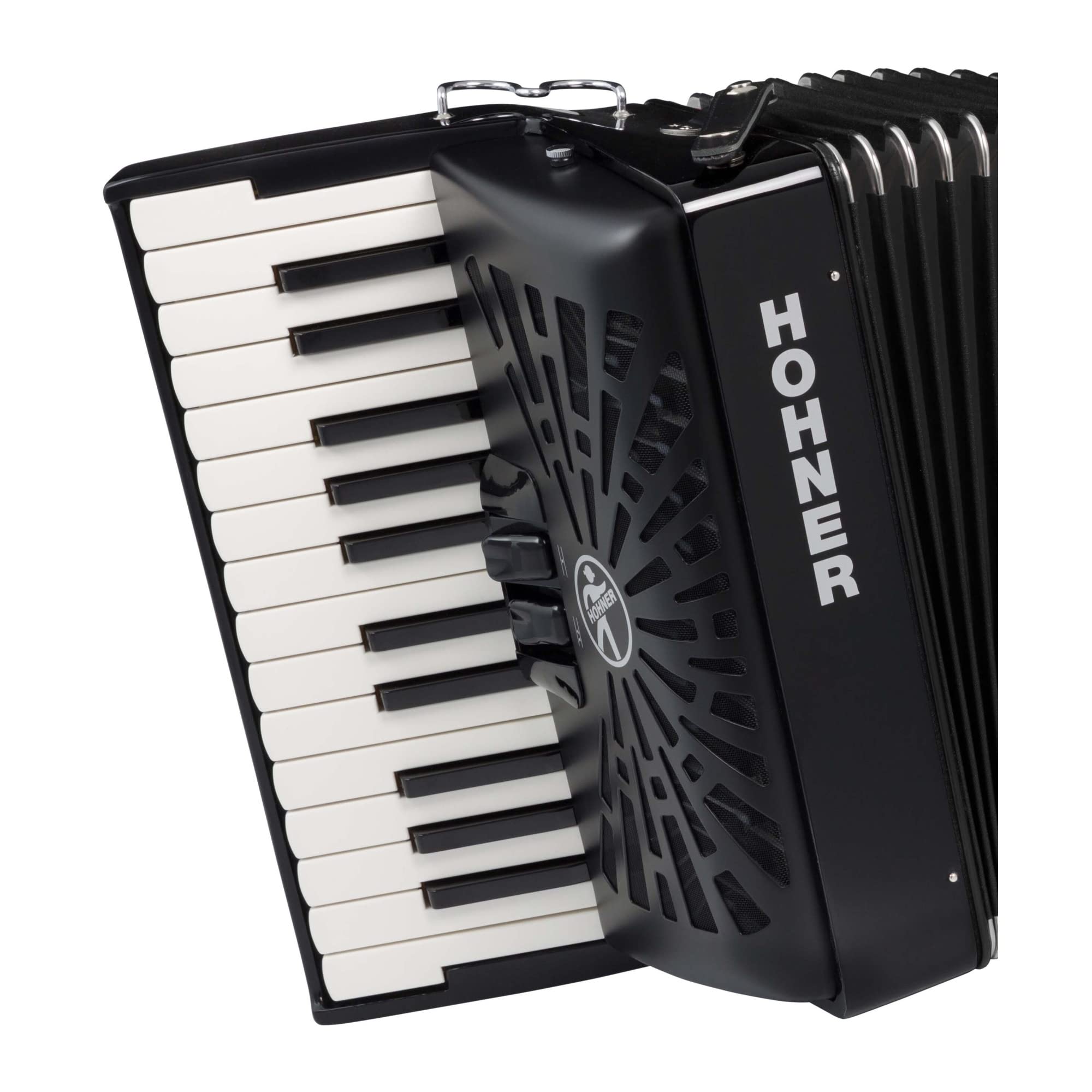 Hohner Bravo II 48 Chromatic Piano Key Accordion - Jet Black