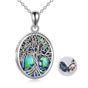 ONEFINITY Tree of Life Locket Necklace Sterling Silver Locket Necklace That Holds Pictures Tree of Life Locket Pendant Mother's Day Gifts for Women Wife Girlfriend