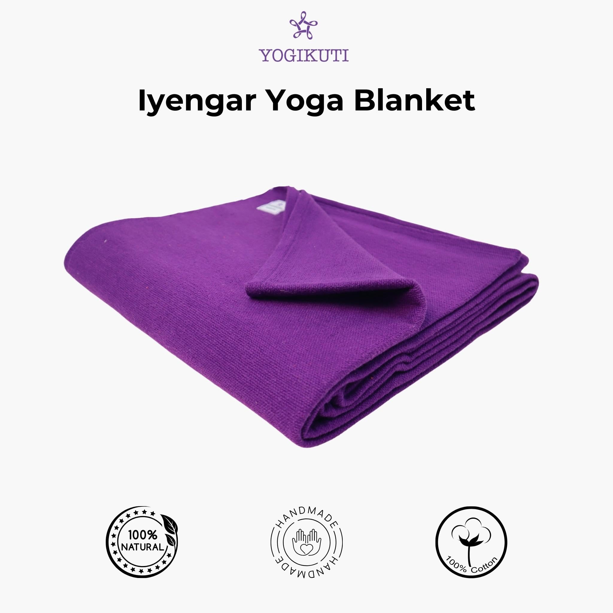 Yoga Blanket, 100% Cotton Hand Woven Blanket, Blanket for restorative yoga, Pune Iyengar Yoga Blanket, Yogikuti Colored Blanket (Purple)