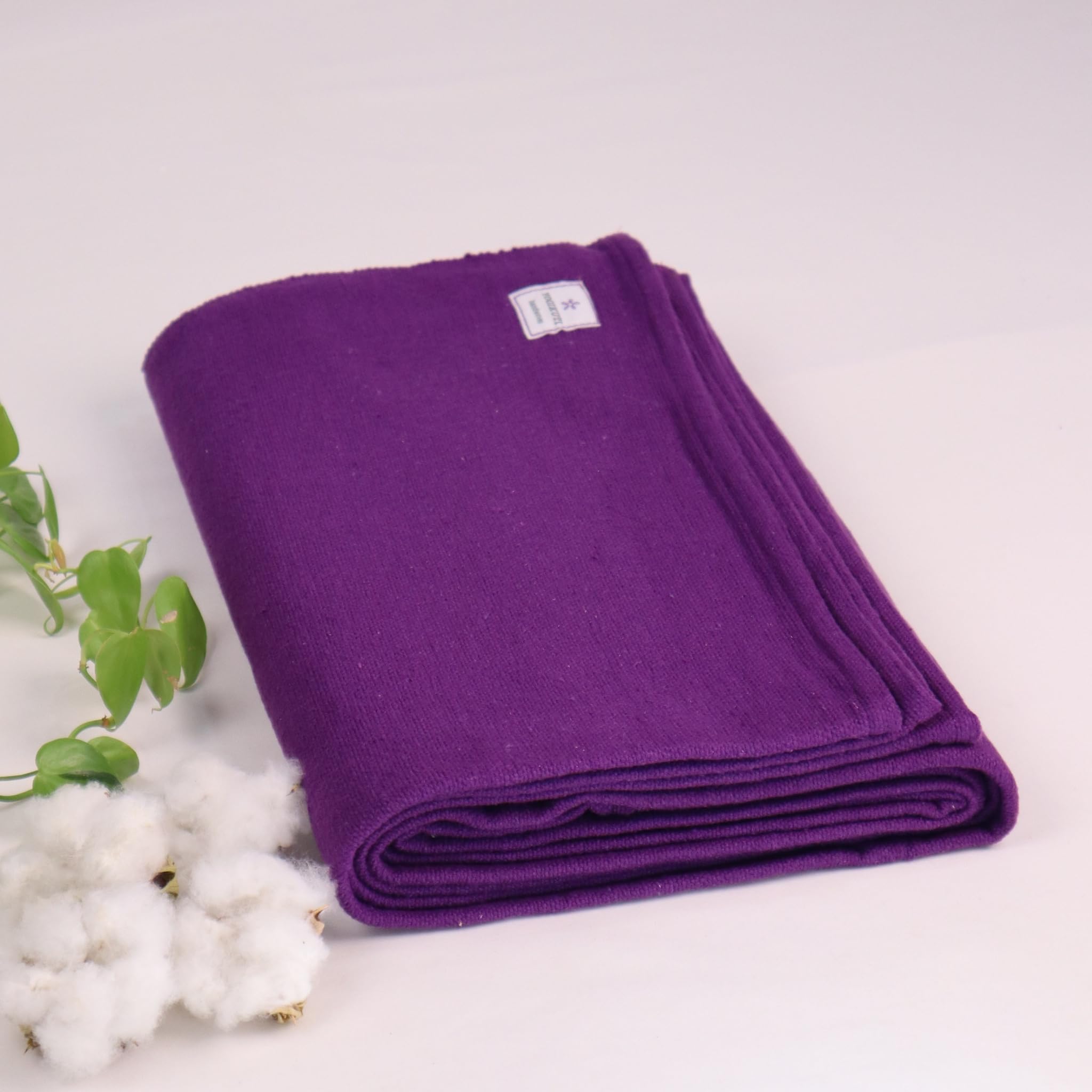 Yoga Blanket, 100% Cotton Hand Woven Blanket, Blanket for restorative yoga, Pune Iyengar Yoga Blanket, Yogikuti Colored Blanket (Purple)