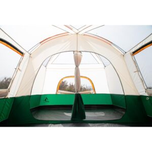 KTT Extra Large Tent 12 Person,Family Cabin Tents,2 Rooms,3 Doors and 3 Windows with Mesh,Straight Wall,Waterproof,Double Layer,Big Tent for Outdoor,Picnic,Camping,Family Gathering(Green)