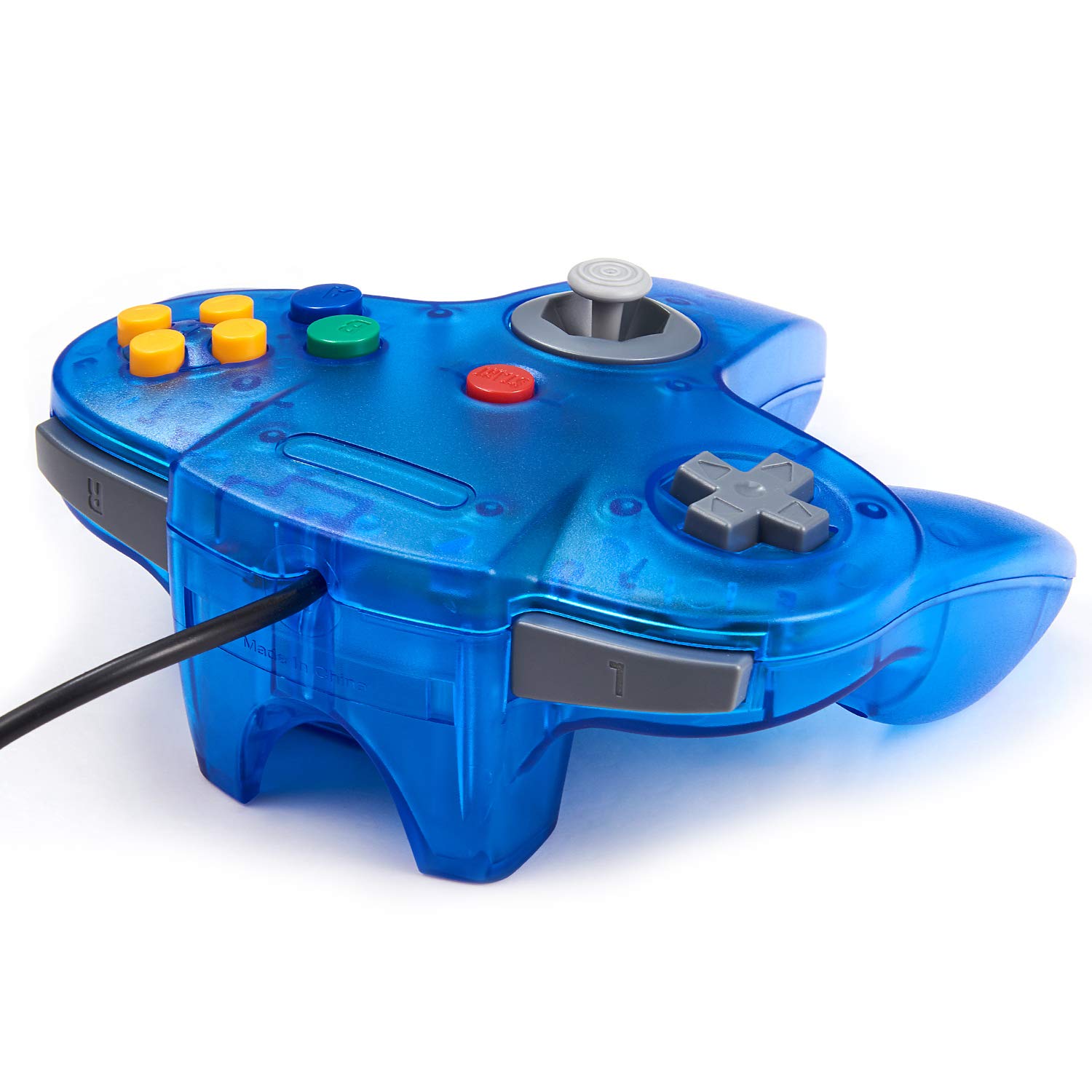 2 Pack Classic N64 Controller, kiwitatá Retro N64 Wired Joystick Replacement Game Pad Remote Controller for N64 Console Clear Blue