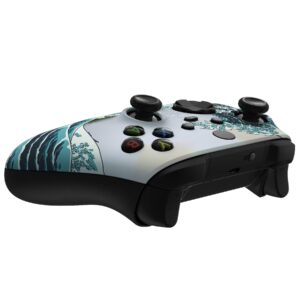 eXtremeRate Custom Shell for Xbox Series X & S Controller - Revitalize Your Controller - The Great Wave Replacement Cover Front Housing Cover for Xbox Core Controller Wireless [Control NOT Included]