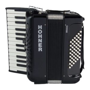 Hohner Bravo II 48 Chromatic Piano Key Accordion - Jet Black