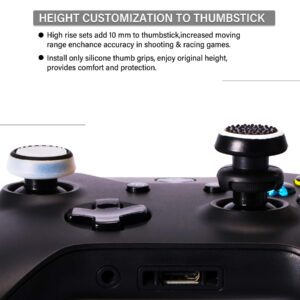 Playrealm FPS Thumbstick Extender & 3D Texture Rubber Silicone Grip Cover 2 Sets for Xbox Series X/S & Xbox One Controller(Black+Clear)