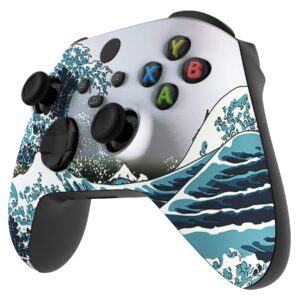 eXtremeRate Custom Shell for Xbox Series X & S Controller - Revitalize Your Controller - The Great Wave Replacement Cover Front Housing Cover for Xbox Core Controller Wireless [Control NOT Included]