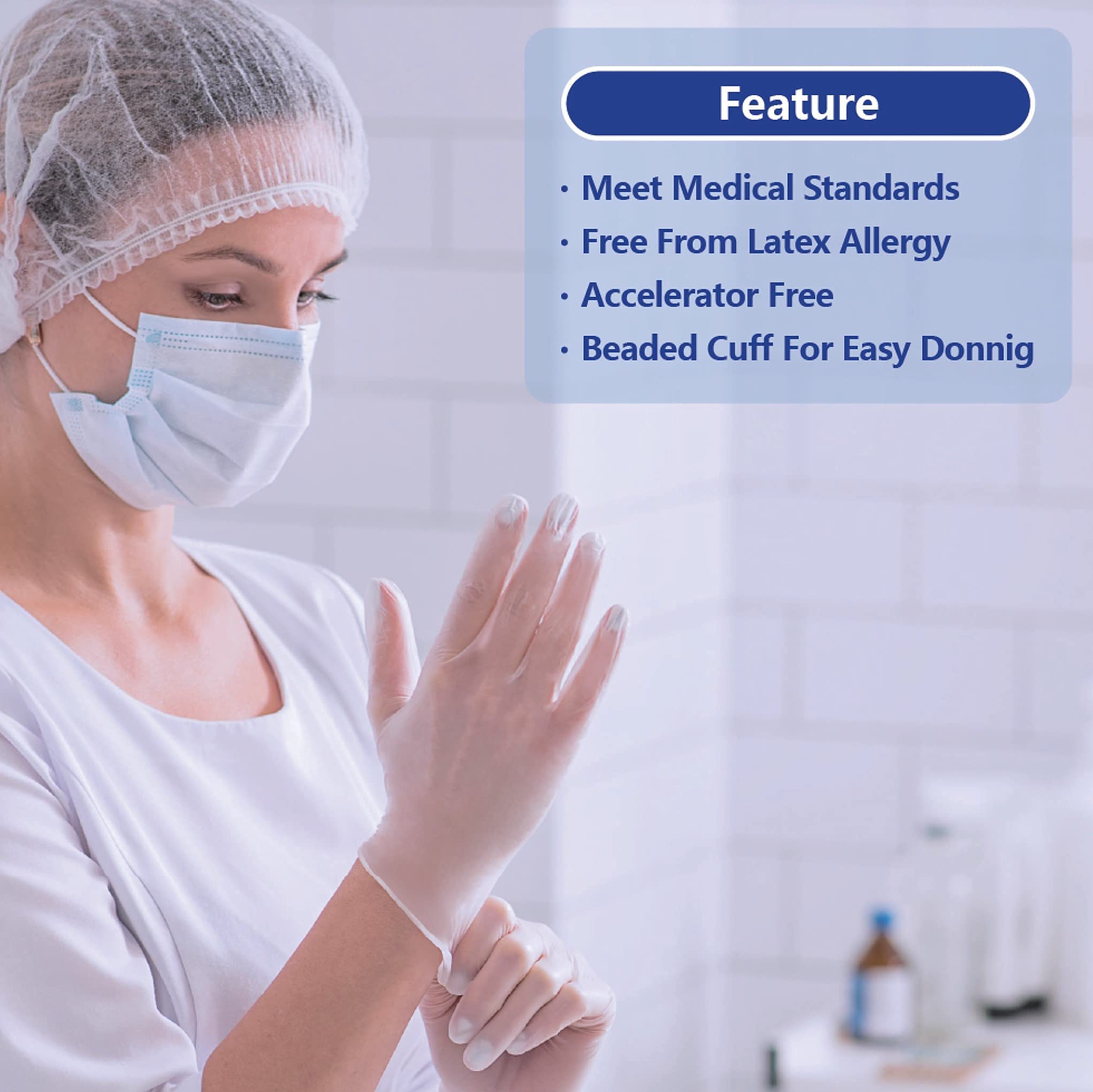 Safe Health Vinyl Exam Disposable Gloves, Latex Free, Powder Free, Clear, Case of 900, XL, 3.5 mil, Medical Grade, Nursing, Office, Kitchen, Pet Care, Cleaning, Housework