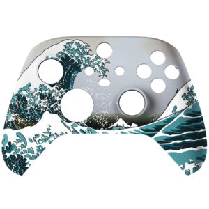 eXtremeRate Custom Shell for Xbox Series X & S Controller - Revitalize Your Controller - The Great Wave Replacement Cover Front Housing Cover for Xbox Core Controller Wireless [Control NOT Included]