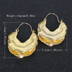 DAMLENG Simple Fashion Large Vintage Gold Circle Hoop Earrings Boho Irregular Hollow Shield Shape Dangle Drop Earrings for Women Statement Jewelry Gifts (Gold)