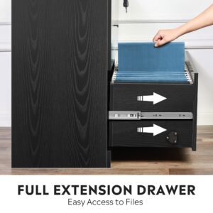 DEVAISE 2-Drawer Wood Lateral File Cabinet with Lock for Home Office, Black