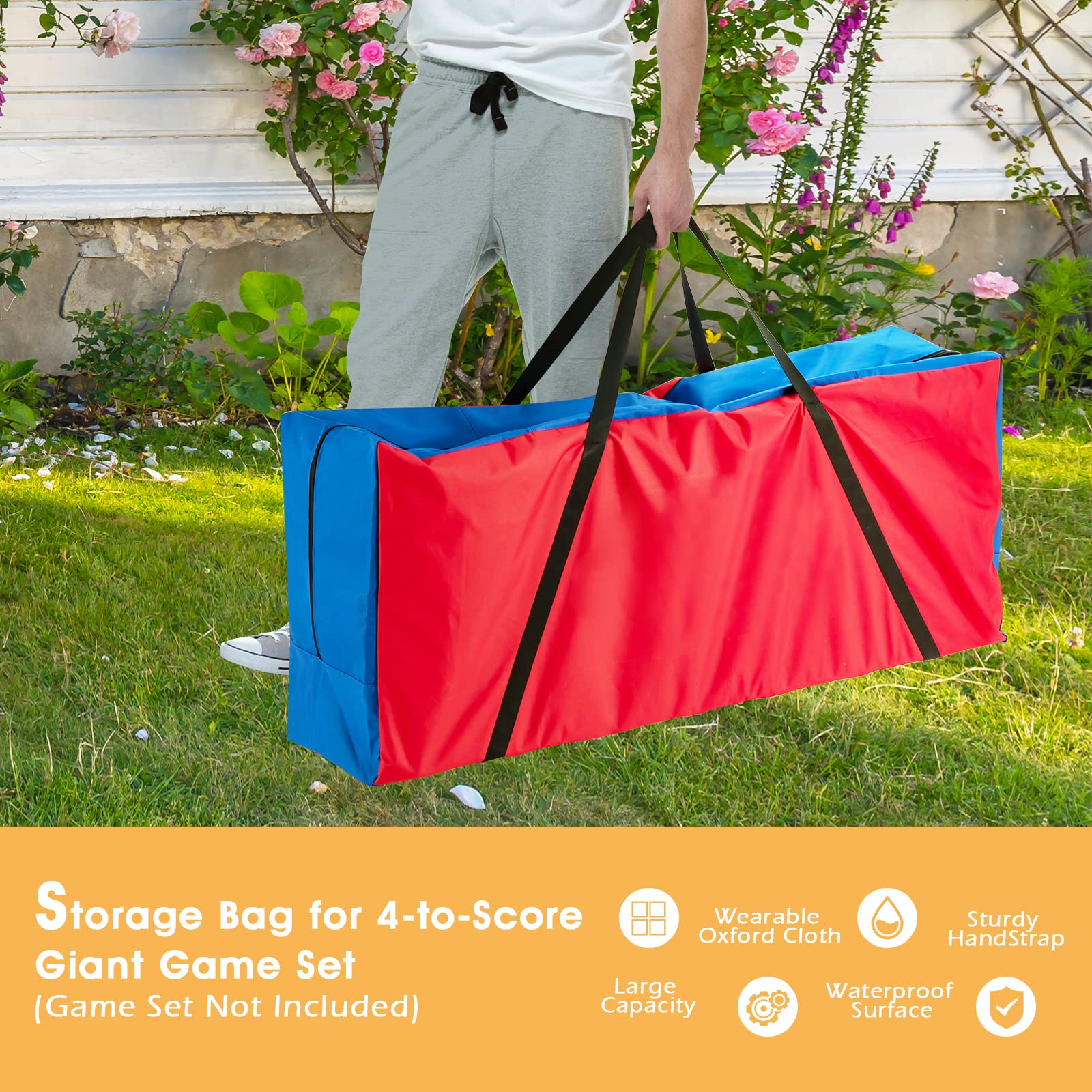 COSTWAY Giant 4 in A Row Carrying Bag, Storage Bag for Jumbo 4-to-Score Giant Game Set (Game Set Not Included), Carrying Bag for Giant 4 in a Row Connect Game with Ergonomic Handle & Durable Zipper