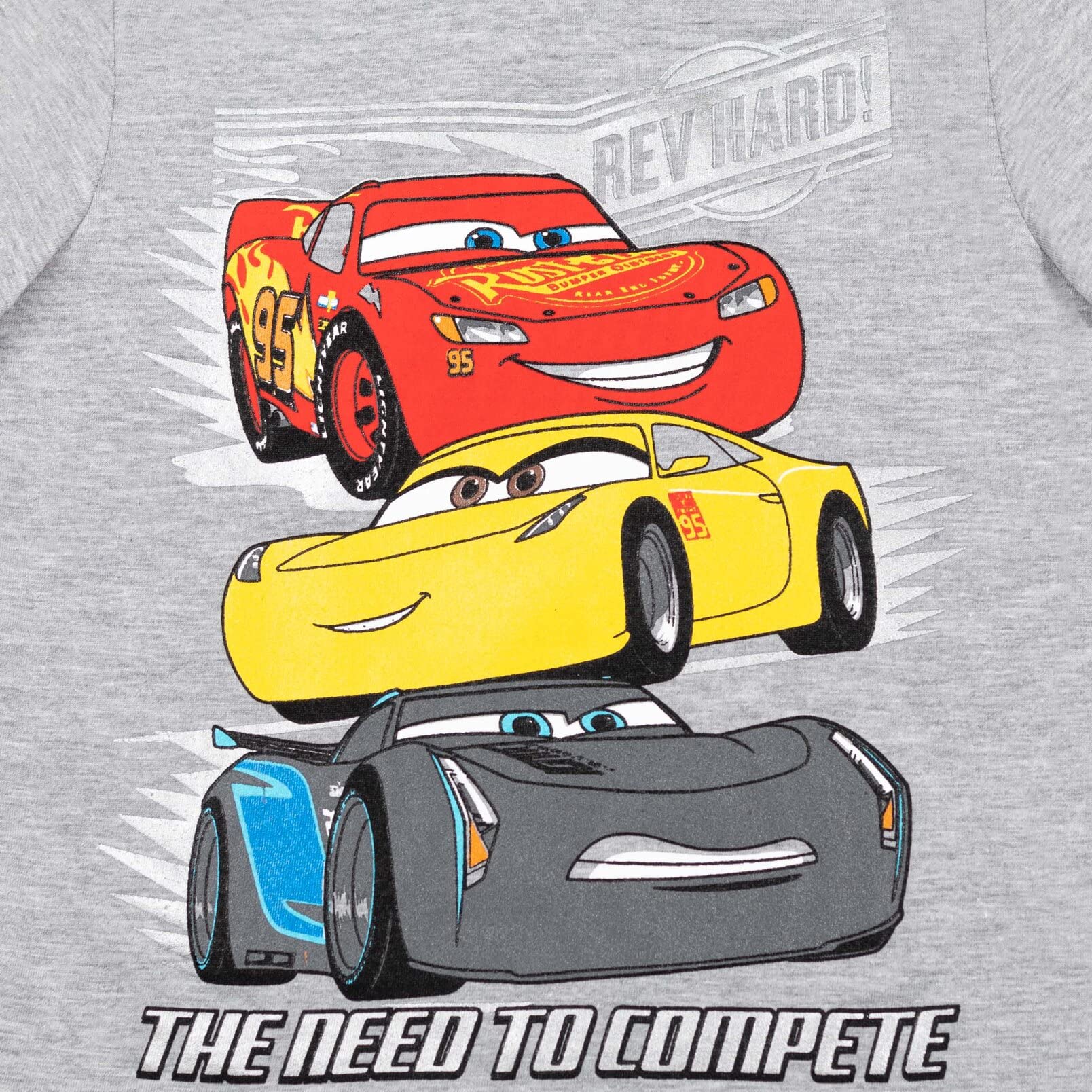 Disney Pixar Cars Lightning McQueen Toddler Boys 2 Pack T-Shirts Gray/Red 3T