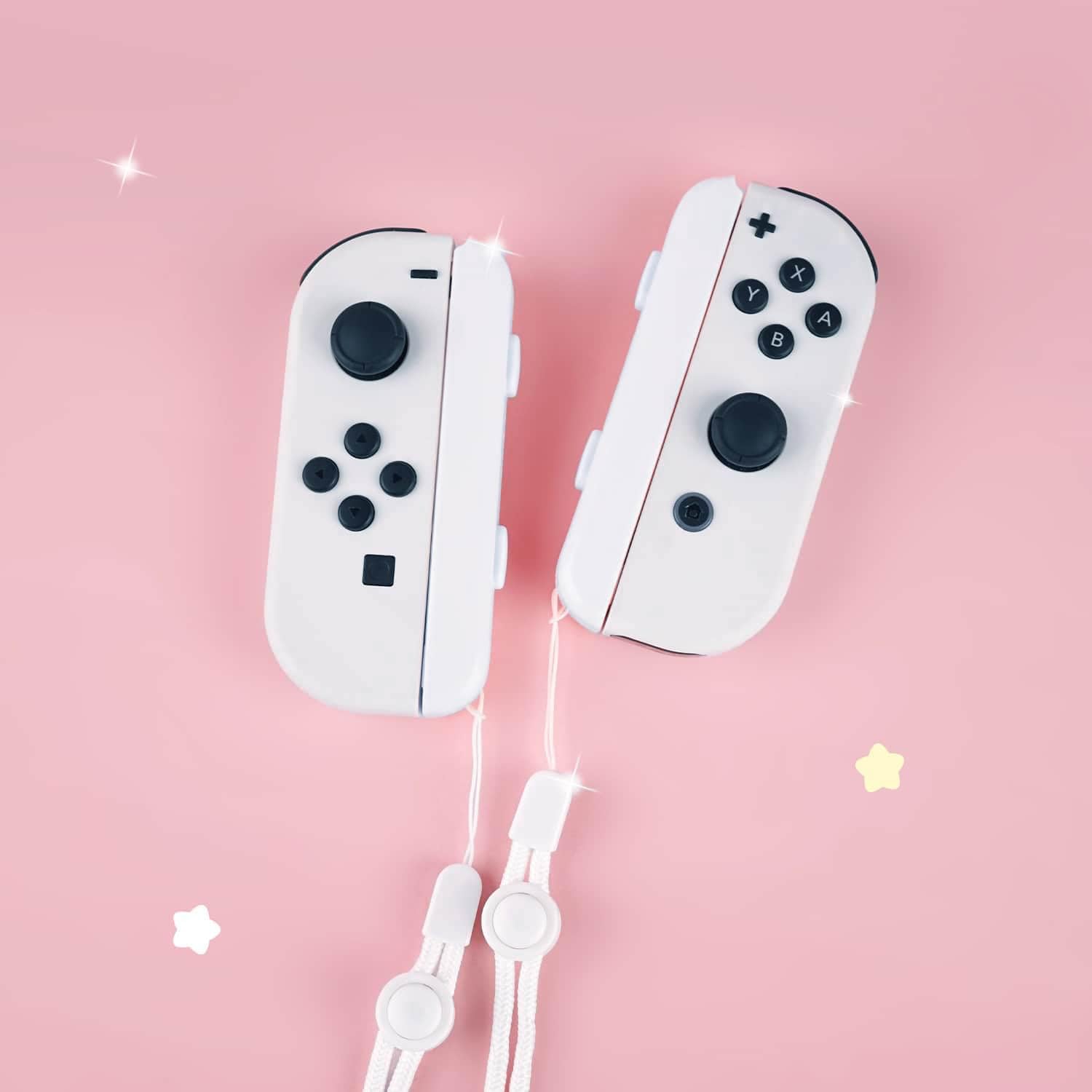 BelugaDesign Pastel Joy-Con Straps Pair | Switch Controller Wrist Accessory Compatible with Nintendo Switch Standard OLED Joycons (White)