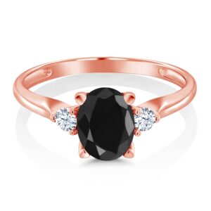 Gem Stone King Build Your Own Ring - Oval Birthstone in White Created Sapphire 10K Rose Gold Ring (Size 9)