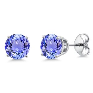 Gem Stone King 925 Sterling Silver Round 6MM Gemstone Birthstone Stud Earrings For Women