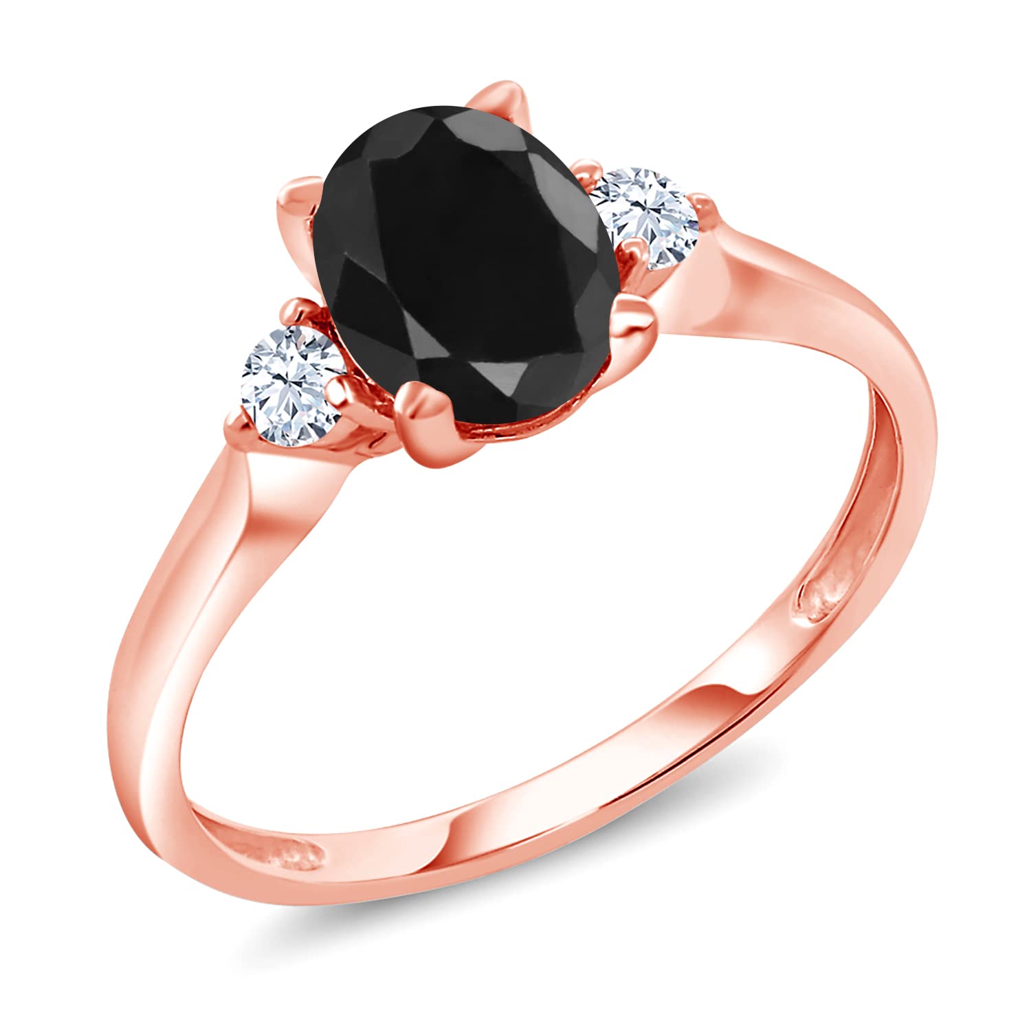 Gem Stone King Build Your Own Ring - Oval Birthstone in White Created Sapphire 10K Rose Gold Ring (Size 9)