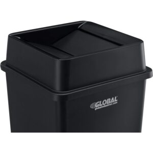 Global Industrial Plastic Swing Lid for Square Trash Container, 35 & 55 Gallon, Black