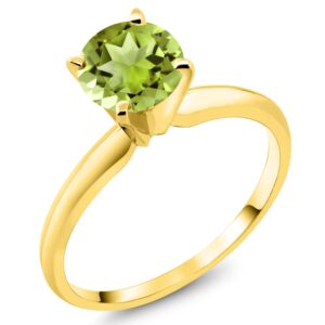 Gem Stone King 14K Yellow Gold 6MM Round Gemstone Birthstone Solitaire Engagement 4-Prong Ring | Wedding Anniversary Promise Gold Ring For Women Available In Size 5, 6, 7, 8, 9