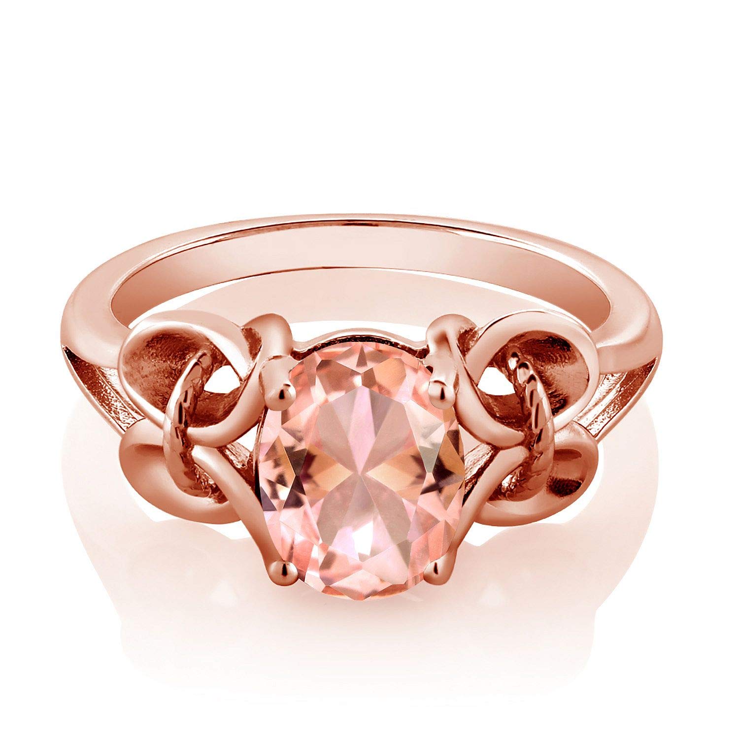 Gem Stone King 18K Rose Gold Plated Oval Gemstone Birthstone Engagement Ring | Oval 9X7MM | Wedding Anniversary Promise Ring For Women | Available in size 5, 6, 7, 8, 9