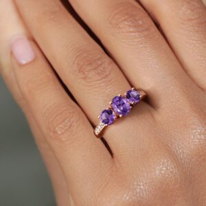 Gem Stone King 1.77 Ct Purple 18K Rose Gold Plated Silver Ring Made with Zirconia (Size 5)