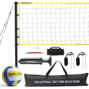 volleyball net outdoor - includes 32x3 ft large regulation size net, soft volleyball, carrying bag, boundary lines, steel poles & pump - large volleyball net for backyard, beach, pool