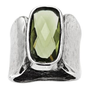 silpada 'zircon token' olive green cubic zirconia ring in sterling silver, size 8, size 8