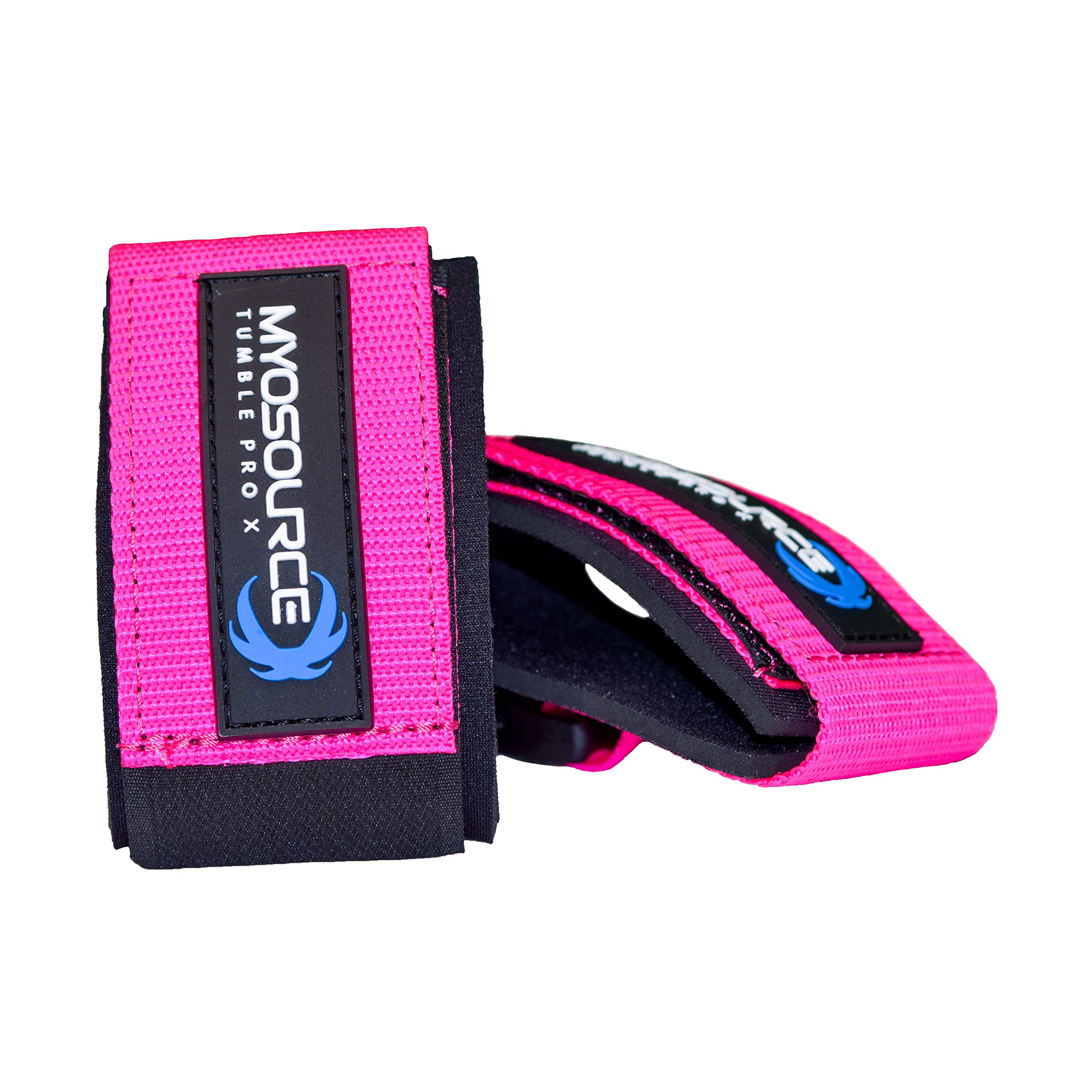 Myosource Kinetic Bands Tumble Pro X Ankle Straps Kit – Cheerleading Standing Tumbling Equipment, Gymnastics Backhandspring Trainer – Includes Flexibility Stunt Stretch Strap – Pink