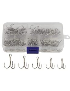 beoccudo treble hooks kit, saltwater freshwater size 2 4 6 8 10 triple fishing high carbon steel hooks