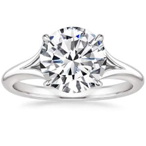 diamondrigo reverie round cut moissanite ring for engagement, wedding, anniversary, promise, gift, birthday, gratitude (solitaire, divided shank, 2.50ct, vvs1, near colorless) (8.5)