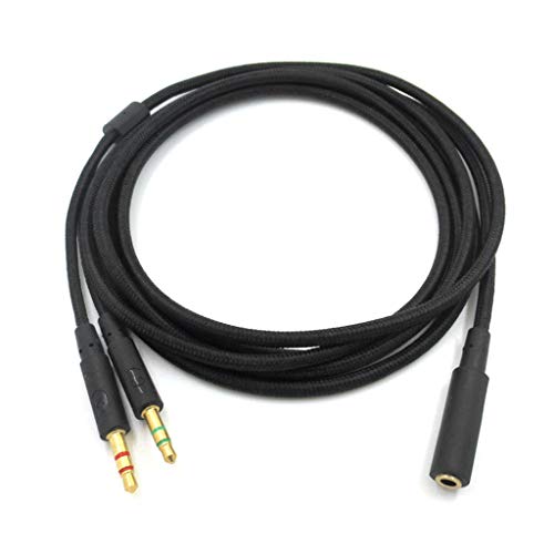 3.5mm Universal 2 in 1 Gaming Headset Audio- Extend Cable for Cloud II/Alpha-/Cloud Flight/Core Headphone for Computer (200cm)