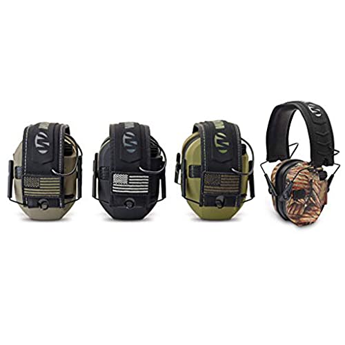 Walker's Razor Slim Shooter Electronic Hunting Folding Hearing Protection Earmuffs w/Noise Reduction and Sound Amplification, Green Patriot (2 Pack)