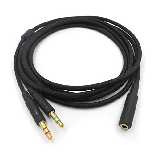 3.5mm Universal 2 in 1 Gaming Headset Audio- Extend Cable for Cloud II/Alpha-/Cloud Flight/Core Headphone for Computer (200cm)