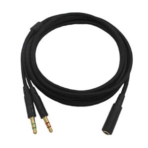 3.5mm Universal 2 in 1 Gaming Headset Audio- Extend Cable for Cloud II/Alpha-/Cloud Flight/Core Headphone for Computer (200cm)