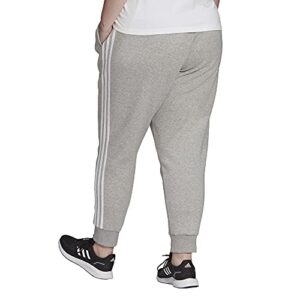 adidas Women's Essentials 3-Stripes Fleece Pants, Medium Grey Heather/White (2021), 2X Plus