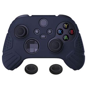 PlayVital Guardian Edition Midnight Blue Ergonomic Soft Anti-Slip Controller Silicone Case Cover, Rubber Protector Skins with Black Joystick Caps for Xbox Series S/X Controller