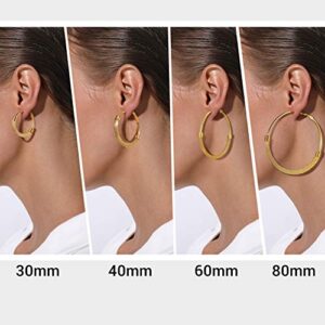 Big Hoop Earrings For Women Large Hoops 18K Gold Plated Stainless Steel Large Round Earring Chunky Gold Hoop Earrings