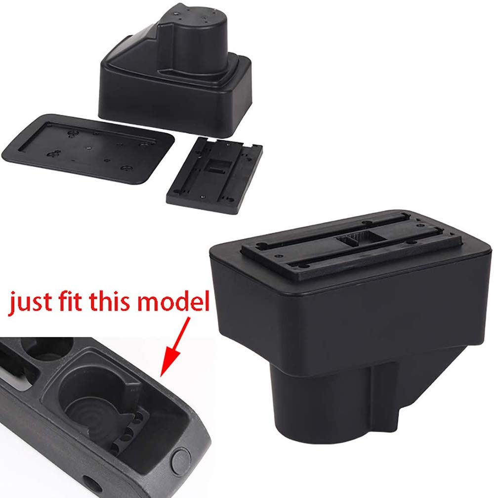 N2Qnice Armrest for Ford Fiesta Armrest Box Car Centre Console Storage Box Arm Rest with Charging Function 7 USB Ports Double-Space