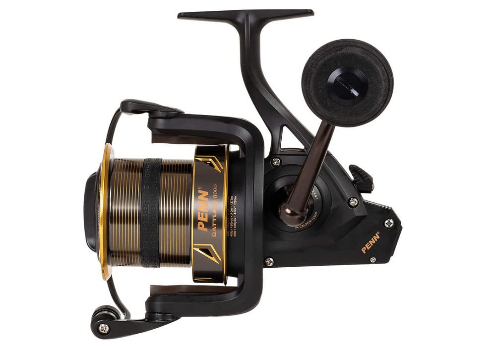 PENN Penn Battle Iii Longcast Spinning Reel - Full Metal Body, CNC Gear, HT-100 Carbon Brake, 5+1 Sealed Stainless Steel Bearing, Braided Line, Black Gold