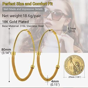 Big Hoop Earrings For Women Large Hoops 18K Gold Plated Stainless Steel Large Round Earring Chunky Gold Hoop Earrings