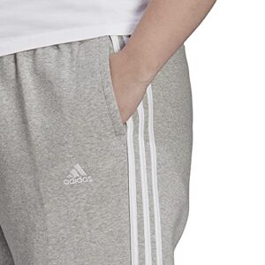 adidas Women's Essentials 3-Stripes Fleece Pants, Medium Grey Heather/White (2021), 2X Plus