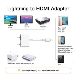 [Apple MFi Certified] Lightning to HDMI Digital AV Adapter,1080P Video & Audio Sync Screen Converter AV Adapter with Charging Port for iPhone HDMI Converter to HD TV/Projector/Monitor Support All iOS